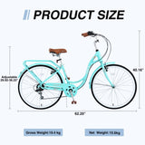 7 Speed, Steel Frame, Multiple Colors 24 Inch Ladies Bicycle W1019P165872