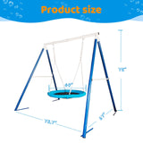 ZUN Metal Swing Stand With Saucer Outdoor Playground Metal Swing Set For Kids Outdoor Play Equipment W1262P168479