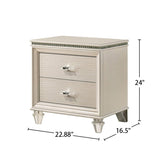 2 Drawers Nightstand with Acrylic Legs, Pearl White B016P252233