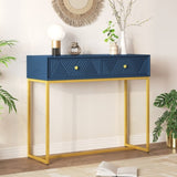 TREXM Modern Sleek Console Table Two Drawers with Stripe Design for Living Room and Entryway N715P201976M