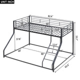 Metal Floor Bunk Bed, Twin XL over Queen, Black MF309470AAB
