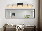 48" Modern 6-Light Vanity Wall Sconce - Black and Gold Bathroom Light Fixture with Clear Glass W1340P266140
