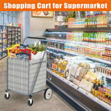 Bigger Super Jumbo Shopping Cart,Grocery Cart on Wheels, Foldable Utility Shopping Carts with Double 11211682