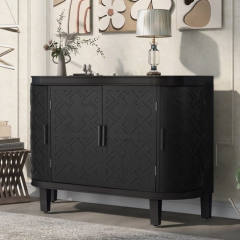 ZUN Accent Storage Cabinet Sideboard Wooden Cabinet with Antique Pattern Doors for Hallway, Entryway, 10072829