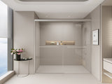 56-60 in. W x 72 in. H Double Sliding Shower Door, Semi-frameless Bathroom Sliding Door with 1/4" T5223P411681