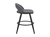 Lottech Swivel Bar Stool in Black Metal with Gray Faux Leather B2736P354271