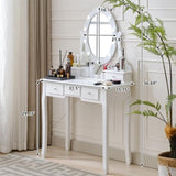 ZUN Makeup Vanity Desk and Stool Set, Vanity Mirror with Lights and Table Set, Small Vanity Table for W2837P197835