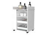 Willow Park Glass Door Bar Cart with Bottle Holder and Casters White B062111723