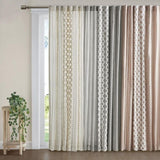Cotton Printed Curtain Panel with Chenille Stripe and Lining B035129658