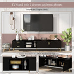 ZUN Modern TV Stand with 5 Champagne legs - Durable, stylish, spacious, versatile storage TVS up to 77" 58347994