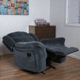 Classic Design, Steel Gray Plush Fabric, Glider Recliner 57412.00FSTL