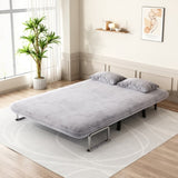 velvet light gray 55 Convertible Chair Bed, Tri-Fold Sofa Bed with Adjustable Backrest & Pillow, W1767P145839