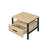 One Drawer Nightstand with 1 Tier Shelf, Oak and Black B016P256523