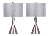 23" Contemporary Metal Table Lamp in Brushed Nickel and Grey Linen Shade from Grandview Gallery B202P224063