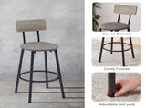 Round bar stool set with shelf, upholstered stool with backrest Grey, 23.62'' W x 23.62'' D x 84811202