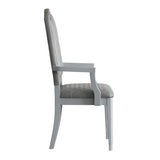 Two Tone Grey and Pearl Grey Upholstered Back Arm Chairs B062P185700