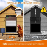 ZUN Automatic Chicken Coop Door SolarPowered Chicken Door LCD Displayand Roll-up Door Anti-pinch 87552342