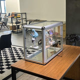 Tempered Glass Counter Top Display Showcase with Sliding Glass Door and Lock,Standard Aluminum W2221P201223