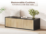 Vividwood 2-Tier Shoe Storage Bench with 3 Doors & Adjustable Shelf, Removable Padded Seat Cushion, T5618P505963