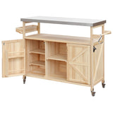 Outdoor Kitchen Island, Rolling Bar Cart & Storage Cabinet, Farmhouse Solid Wood Outdoor Grill Table 68264633