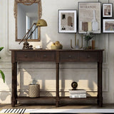 Console Table Sofa Table Easy Assembly with Two Storage Drawers and Bottom Shelf for Living Room, 63358665