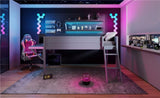 Wood Twin Size Gaming Loft Bed with Desk and LED, Grey N709P236479E