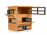 Yellow and Black Wooden Outdoor Cat House, 3-Tier Multi-Level Layout with 5 Convenient Access Doors 98099877