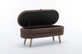 036-Boucle Fabric Storage Bench Bedroom Bench With Wood Legs For Living Room Bedroom Indoor,Brown W527121996