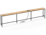 94.49"x7.87"x31.10" Console Table, MDF with Melamine Veneer & Iron Frame, with Power Outlet, Oak 17123848