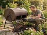 Dual Chamber Compost Tumbler 37.5Gal 360&deg Rotating Compost Bin with Stirring Blades for 83735860