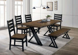 ZUN Industrial Style Dining Room 1pc Bench Only Black and Dark Oak Finish Wooden Seat X-Style Legs B011P208971