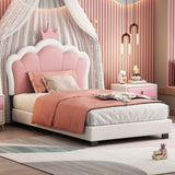 Twin size Upholstered Princess Bed With Crown Headboard,Twin Size Platform Bed with Headboard and N733P180807K