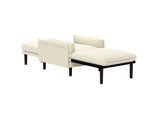 Ivory Corduroy Multi-Functional Adjustable Sofa, Convertible Lounge Chair and Guest Bed W570P195334