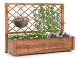 39" Pine Wood Raised Garden Bed with Diamond Trellis, Elevated Planter Box for Climbing Plants 11720281