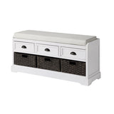 ZUN U_STYLE Homes Collection Wood Storage Bench with 3 Drawers and 3 Baskets WF323641AAK