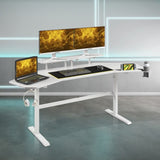 Techni Sport TS911D Gaming Desk with Shelves & Accessory Holder, White B031P269896
