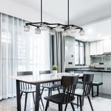 Matte Black Crystal Chandelier for Dining Room, 8-Light Kitchen Chandelier Light Fixture Modern W1592P231609