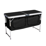 Outdoor Folding Camping Table with Storage Compartment, 4ft Portable Pinic Table with 3 Adjustable 31659243