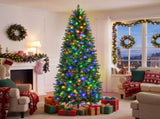 Prelit Pencil Christmas Tree, 9ft Premium Artificial Tree, Warm White Lights & Multi-color Realistic W2773P524790