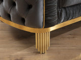 Vanessa Loveseat in Grey and Gold with Fabric button-tufted velvet upholstery Finish 698781499122