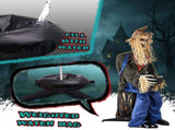 4.5ft Halloween Sitting Scarecrow Decoration with Red Light-Up Eyes, Sound-Activated Head Movement & 14917583