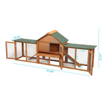 ZUN Large Wooden Rabbit Hutch Indoor and Outdoor Bunny Cage with a Tray and Runs for Small Animals, W2181P155336