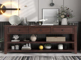 Retro Design Console Table with Two Open Shelves, Pine Solid Wood Frame and Legs for Living Room 20760621