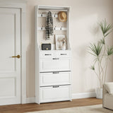 NEW White color shoe cabinet with 3 doors 2 drawers with hanger,large space for storage W1320137989