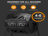 Outdoor Compost Tumbler Dual Chamber, Outdoor Tumbling Composter Dual Rotating Batch Compost Bin, 42 90921174