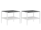 Set of 2 Rectangle End Table, Tempered Glass Tabletop with MDF layer, Modern Table for Living Room , W241P184250