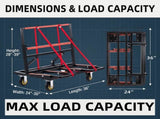 Folding Drywall Dolly with 4X6" Casters, 2000 LBS Load Capacity, Expandable Deck and Back Frame, W2019P481341