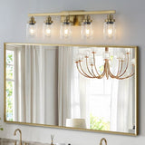 Golden 5-Light Vanity Light with Clear Glass Shades, Modern Iron Metal Bathroom Wall Fixture for 76960977