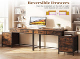 5 Drawer Computer Desk Reversible Drawers & Printer Shelf, Industrial Home Office Writing Desk 64255846