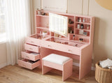 LED Tri-Color Lighting Dressing Table Set Particleboard Textured Melamine Finish Dressing Table 46574011